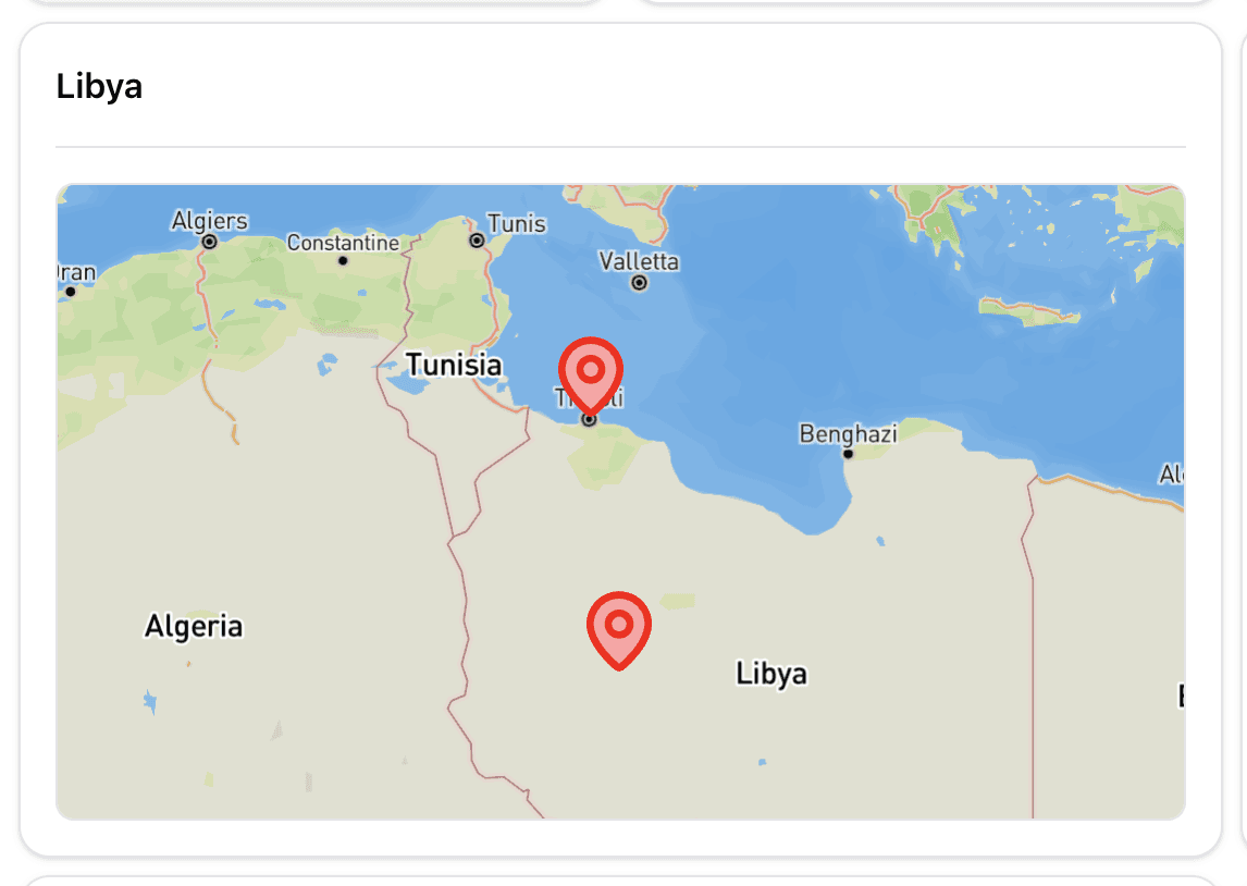 Geospatial view — actors and activities pinned to locations